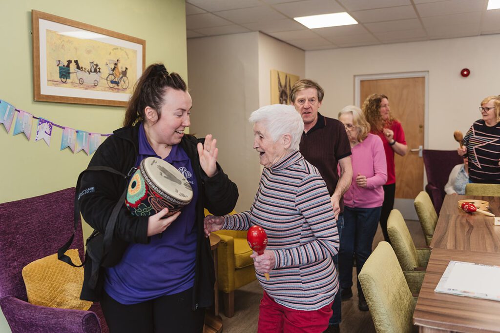 Residents having fun with instruments